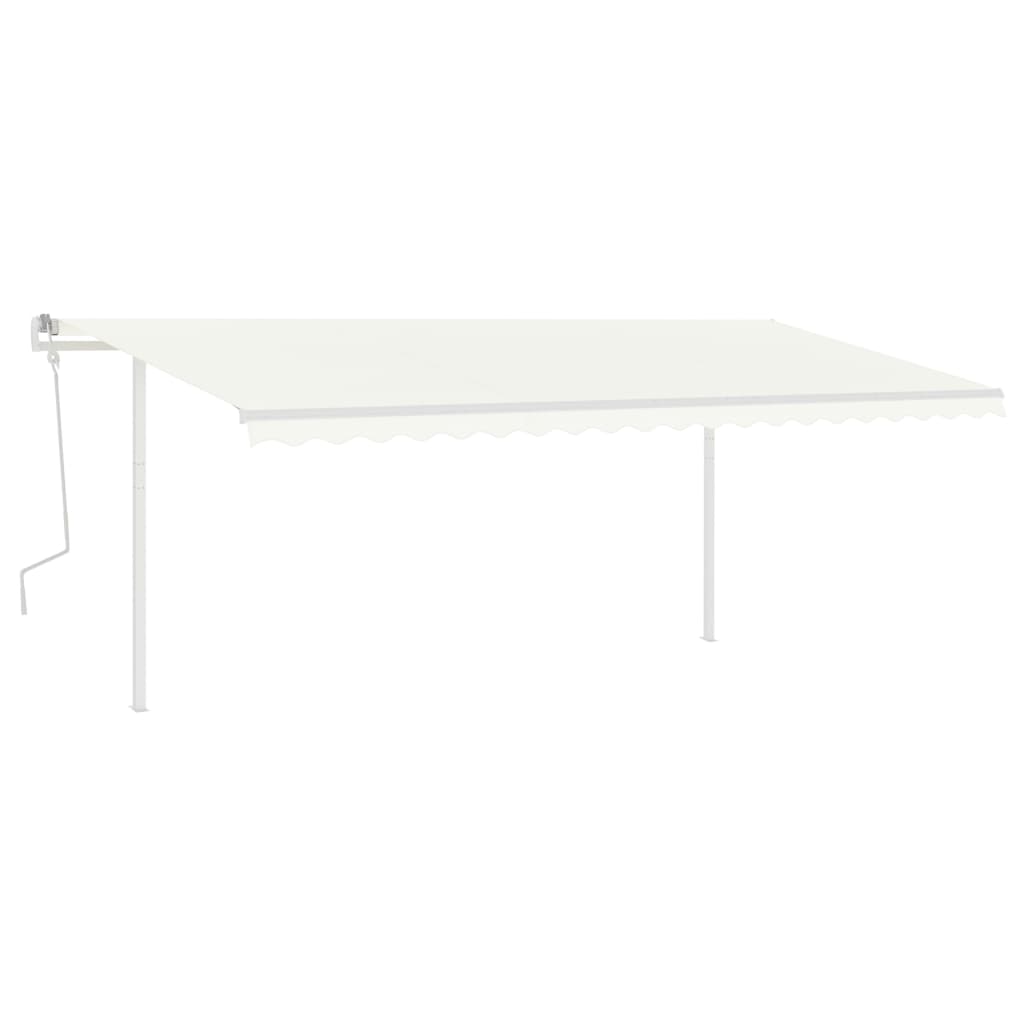 Copertină retractabilă manual, cu LED, crem, 5x3 m