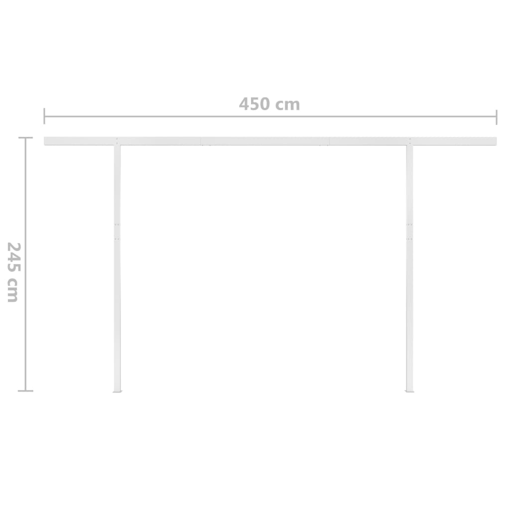 Copertină retractabilă manual, cu LED, crem, 5x3 m