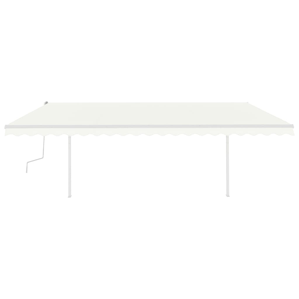 Copertină retractabilă manual, cu LED, crem, 5x3 m
