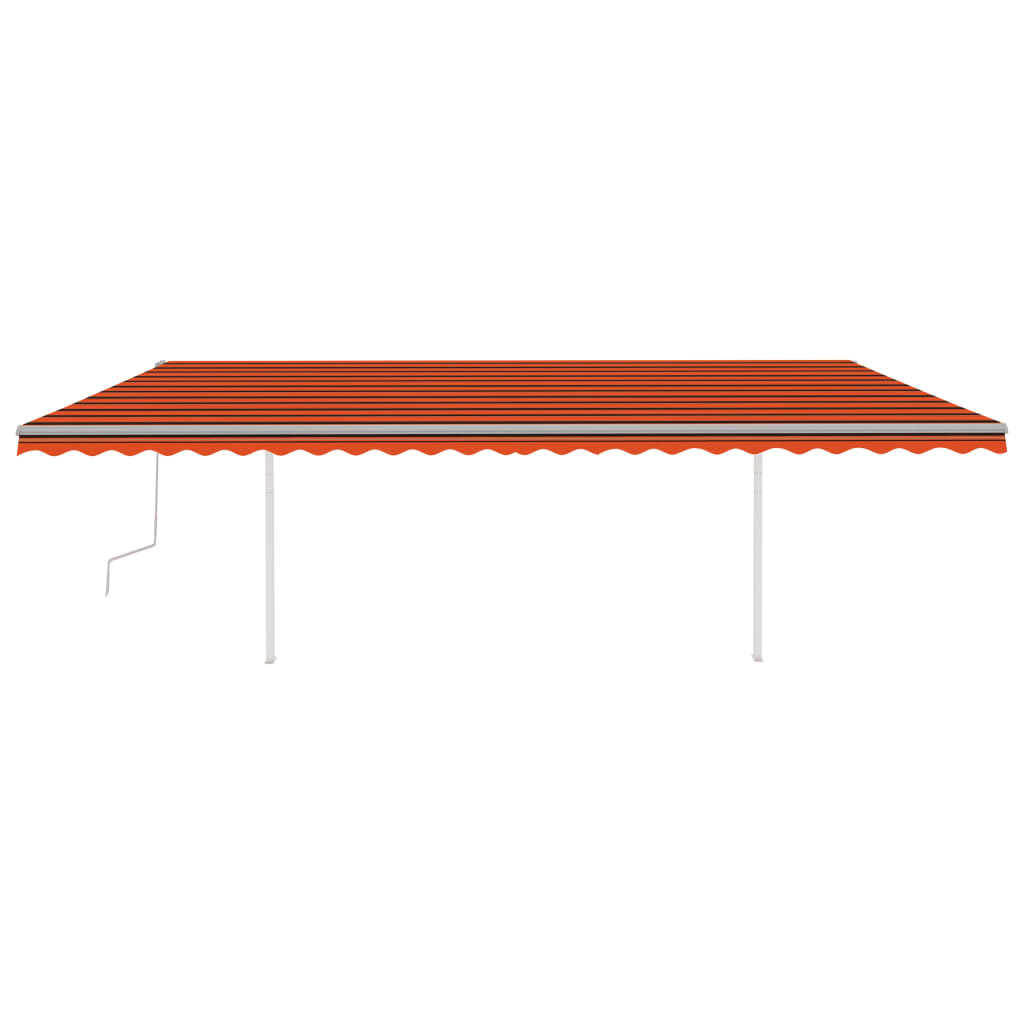 Copertină retractabilă manual cu stâlpi portocaliu/maro 6x3 m