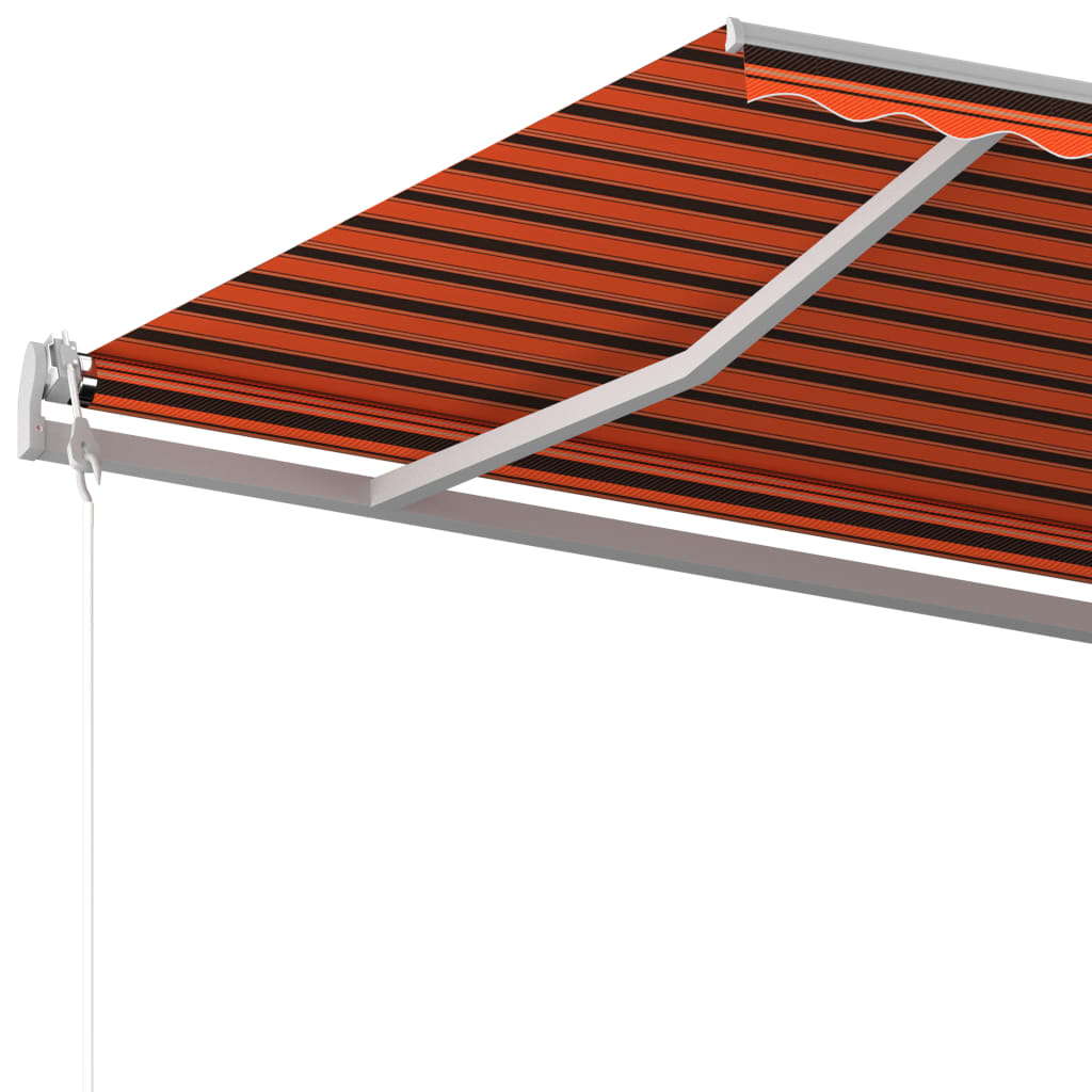 Copertină retractabilă manual cu stâlpi portocaliu/maro 6x3 m