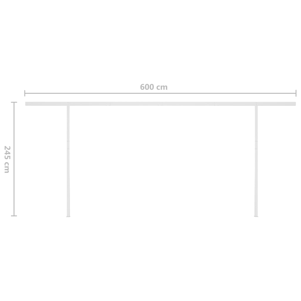 Copertină retractabilă manual cu LED, albastru/alb, 6x3 m