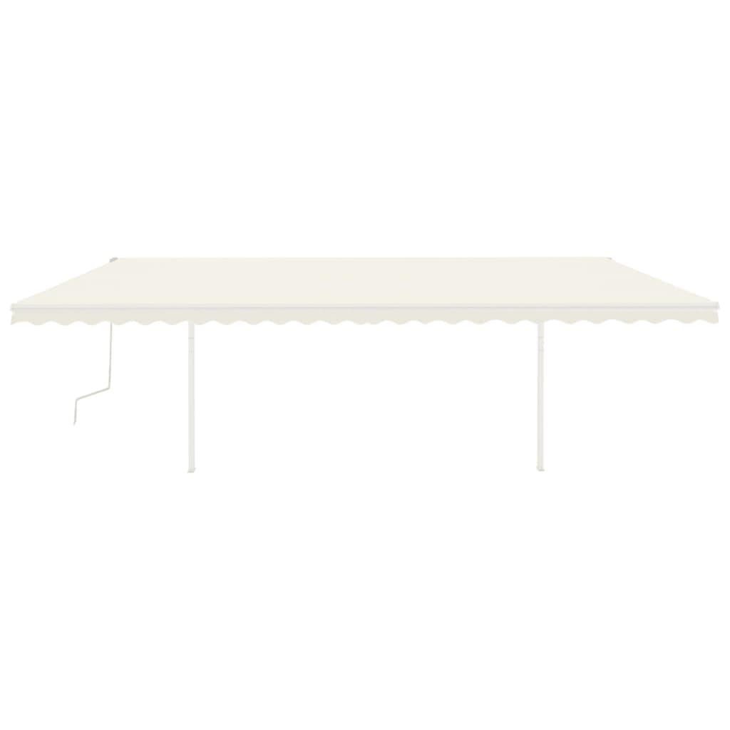 Copertină retractabilă manual cu LED, crem, 6x3 m