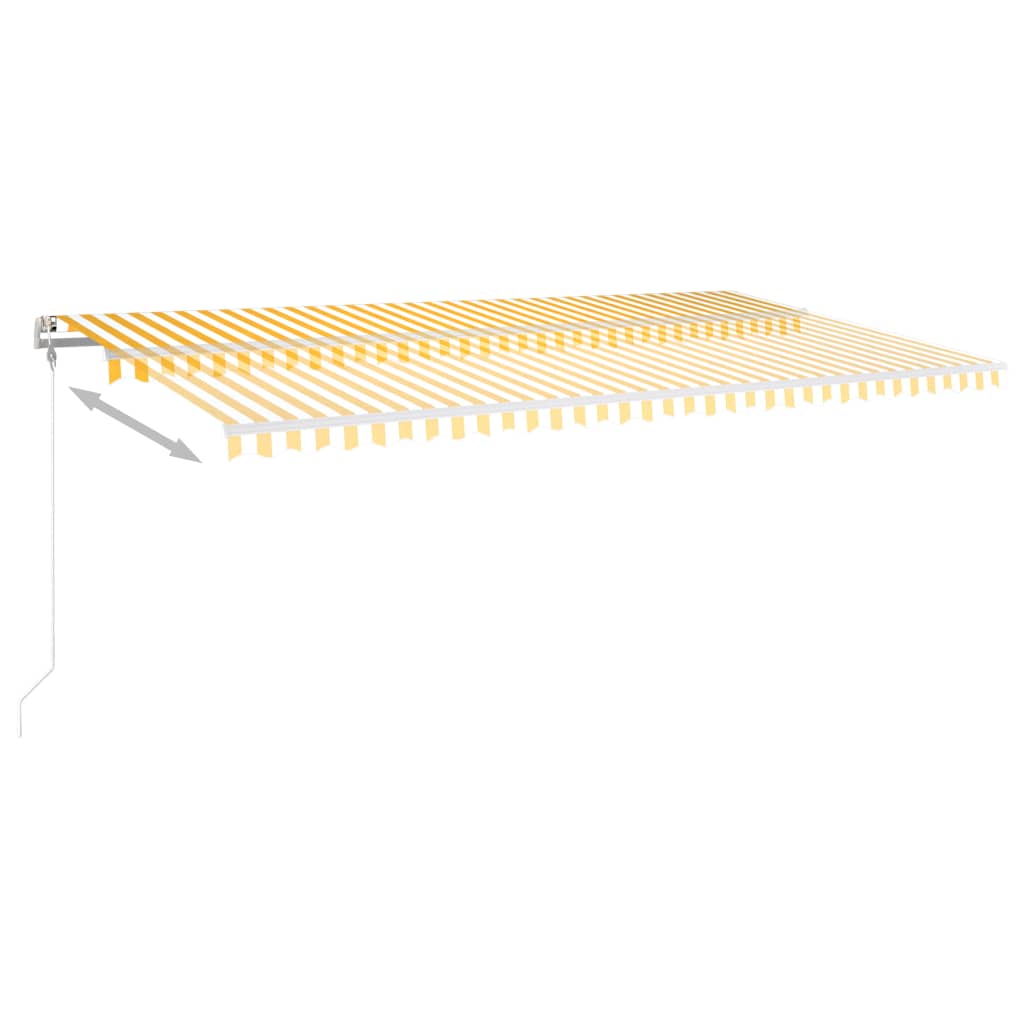 Copertină retractabilă manual cu LED, galben&alb, 6x3 m