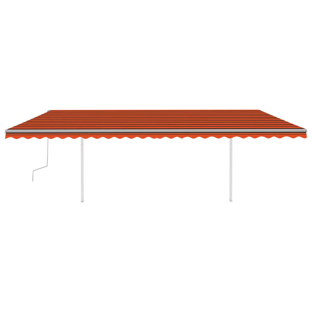 Copertină retractabilă manual cu LED, portocaliu/maro, 6x3 m