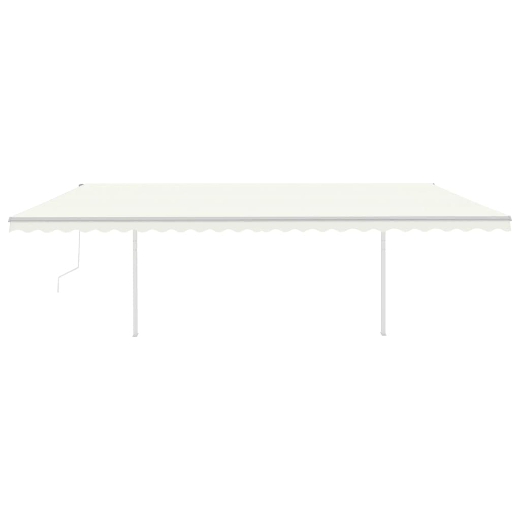 Copertină retractabilă automat, cu stâlpi, crem, 6x3 m