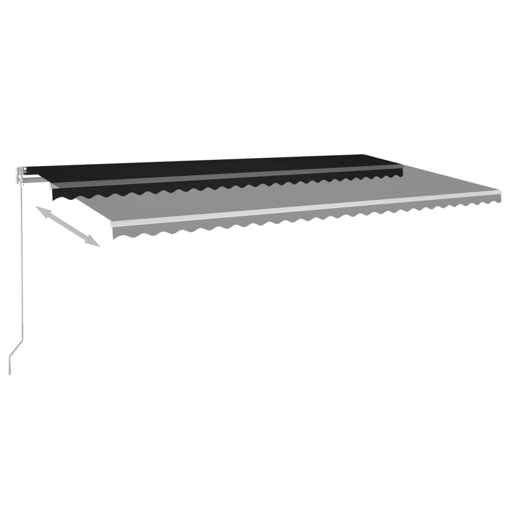 Copertină retractabilă automat, cu stâlpi, antracit, 6x3 m