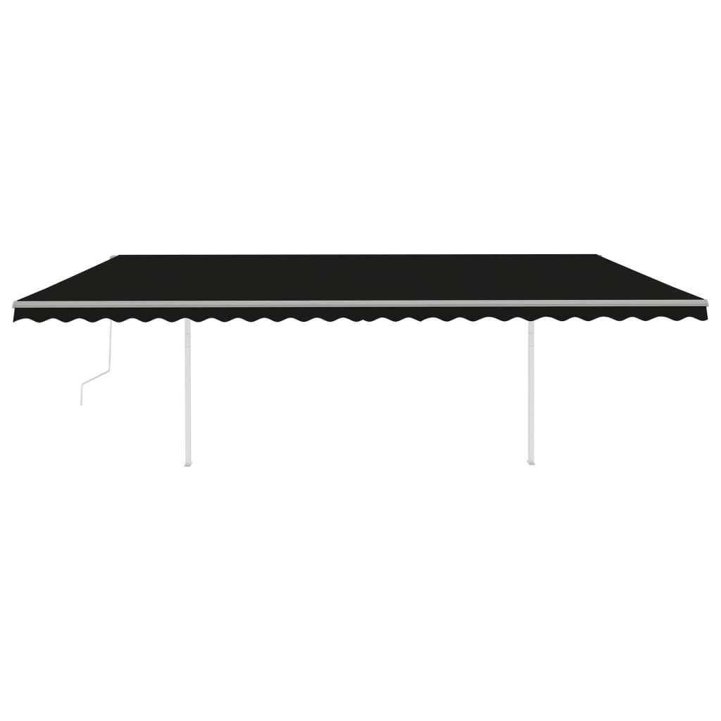 Copertină retractabilă automat, cu stâlpi, antracit, 6x3 m