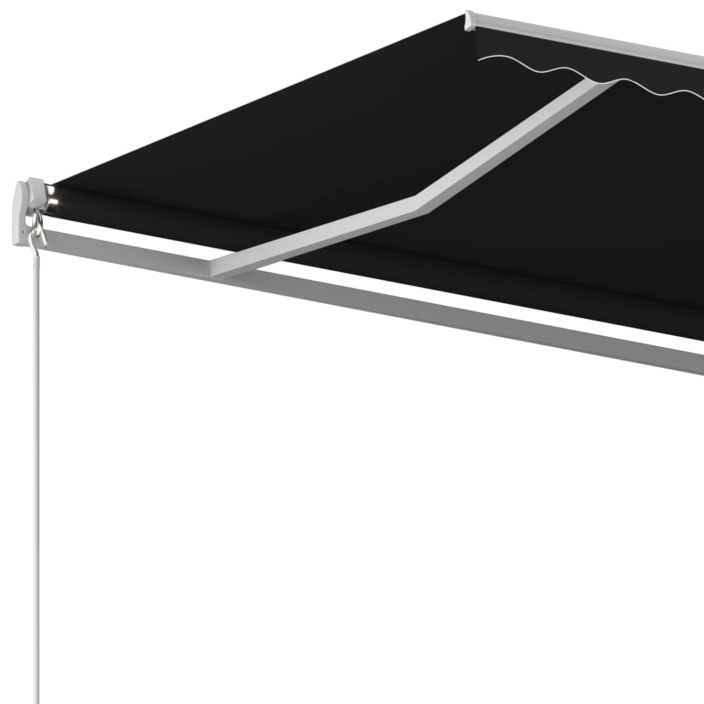 Copertină retractabilă automat, cu stâlpi, antracit, 6x3 m