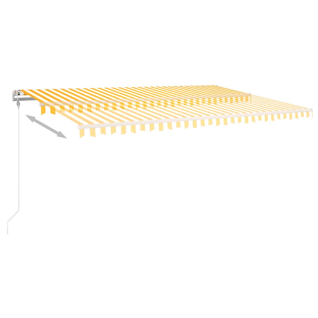 Copertină retractabilă manual cu LED, galben și alb, 5x3,5 m