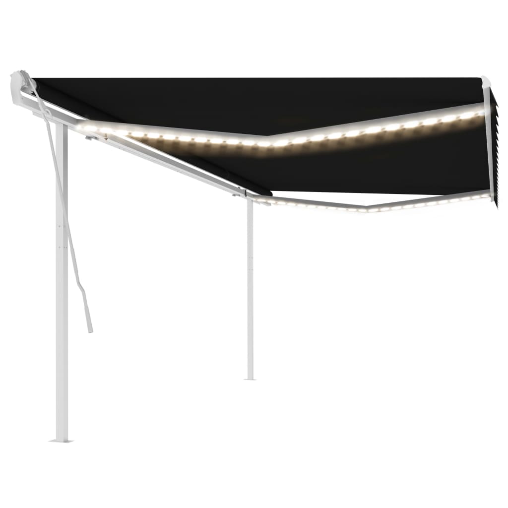 Copertină retractabilă manual, cu LED, antracit, 5x3,5 m