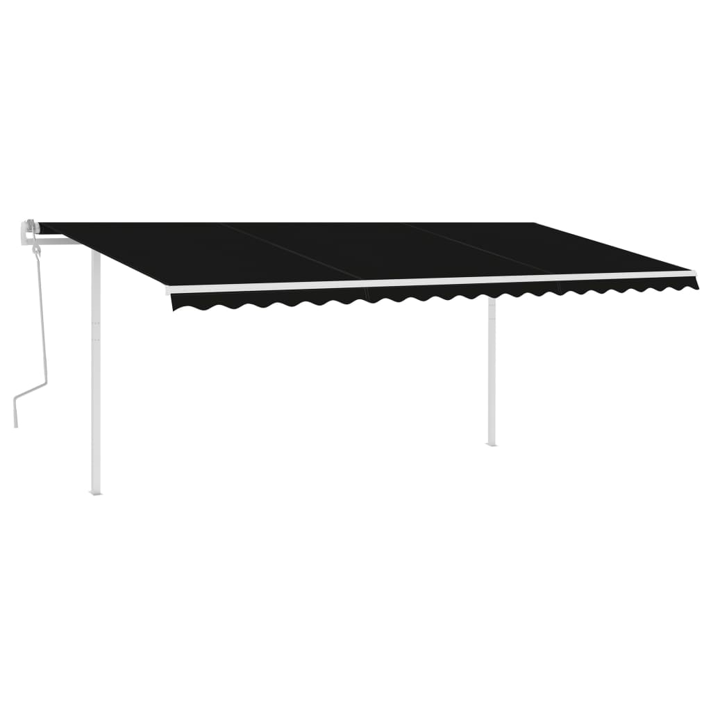 Copertină retractabilă manual, cu LED, antracit, 5x3,5 m