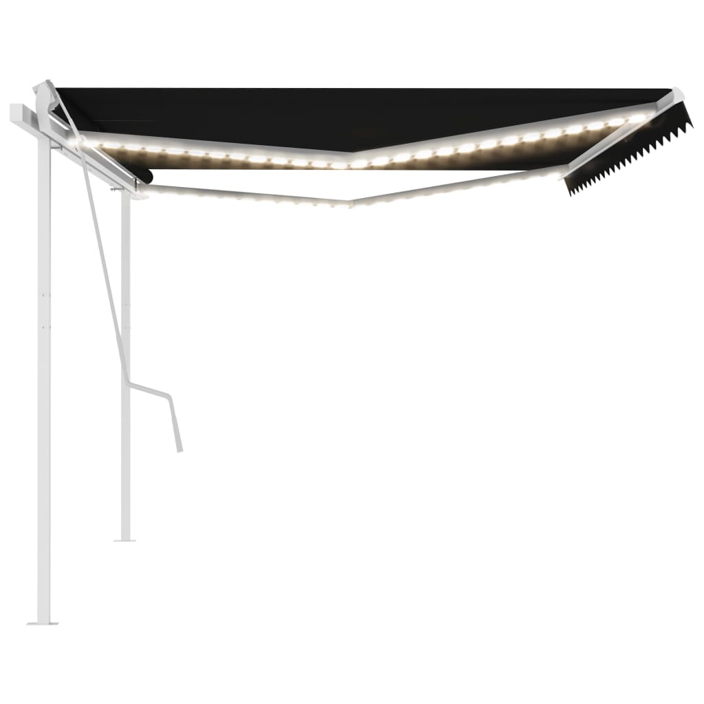 Copertină retractabilă manual, cu LED, antracit, 5x3,5 m