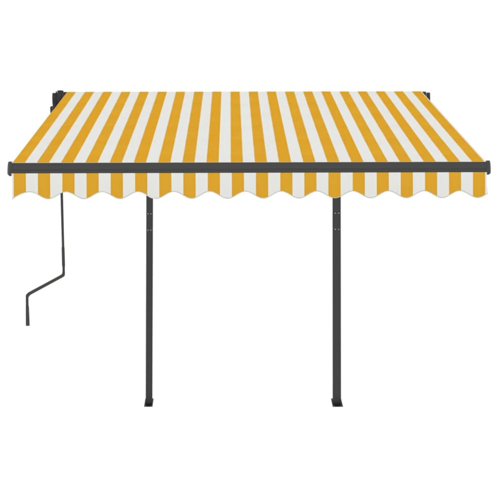Copertină retractabilă manual cu LED, galben&alb, 3x2,5 m