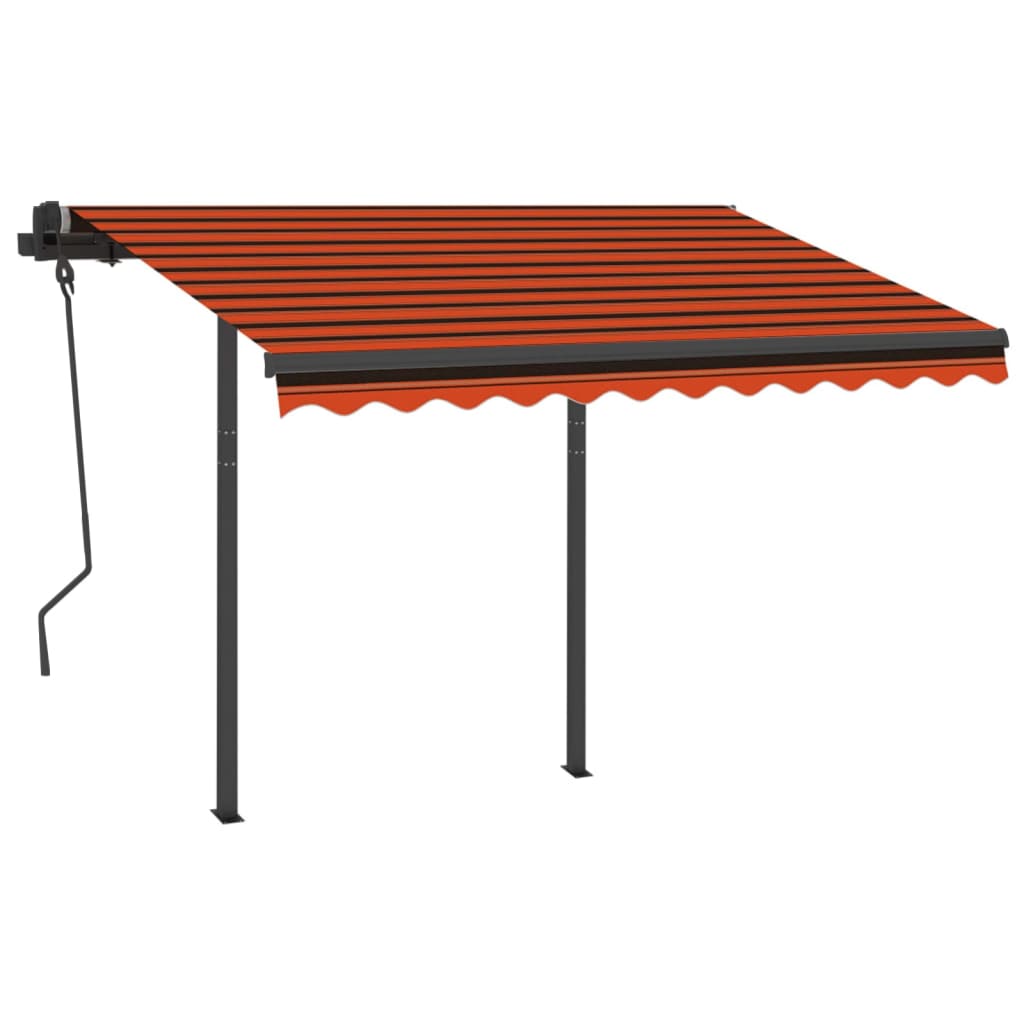 Copertină retractabilă manual cu LED portocaliu & maro 3x2,5 m