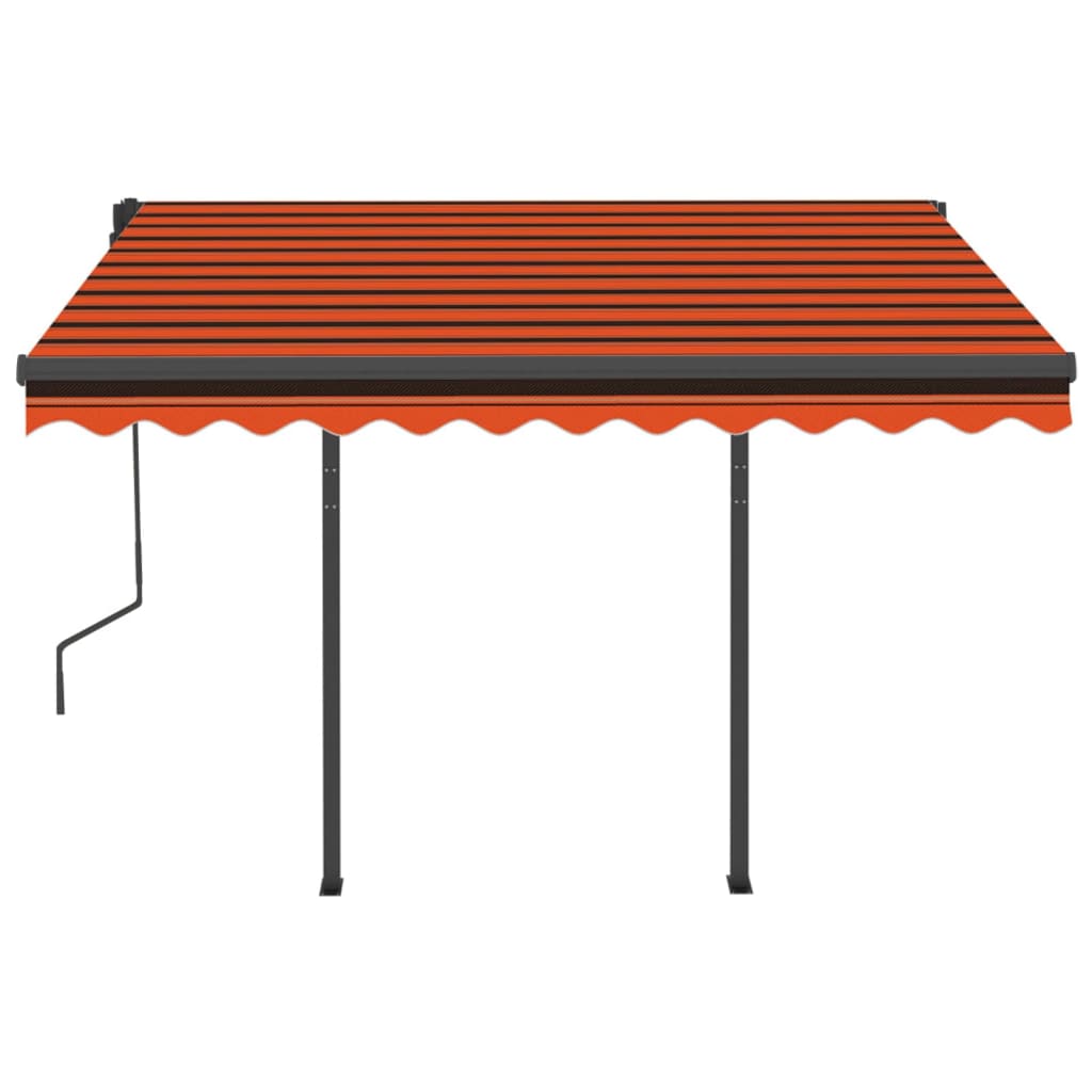 Copertină retractabilă manual cu LED portocaliu & maro 3x2,5 m