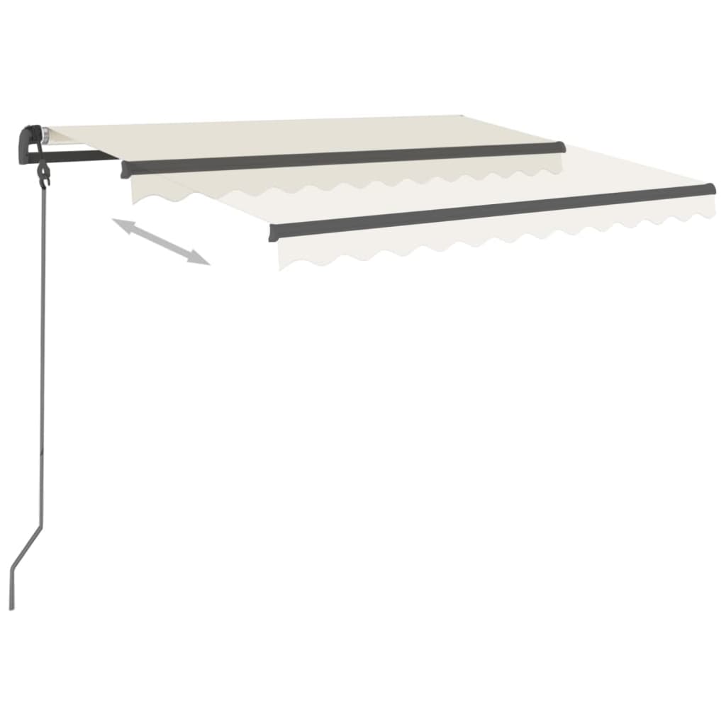 Copertină retractabilă automat cu stâlpi, crem, 3x2,5 m