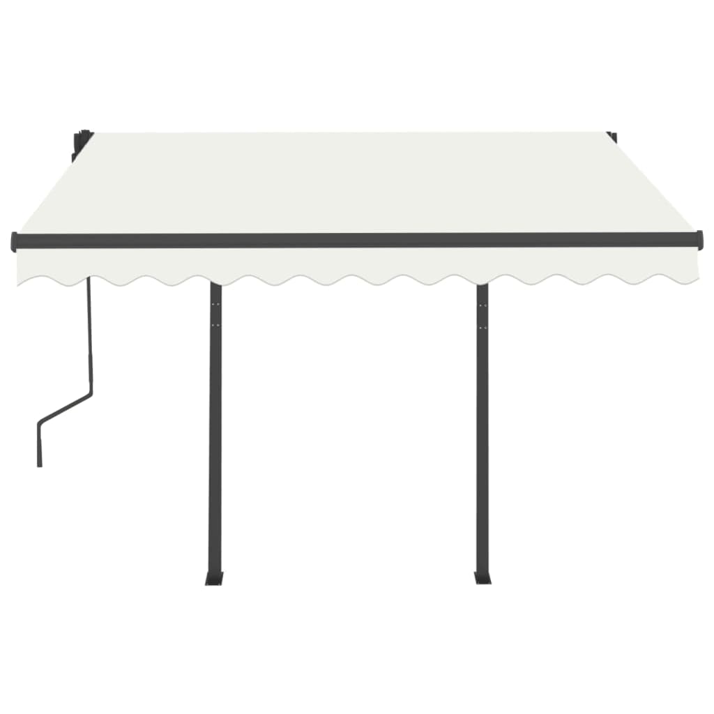 Copertină retractabilă automat cu stâlpi, crem, 3x2,5 m