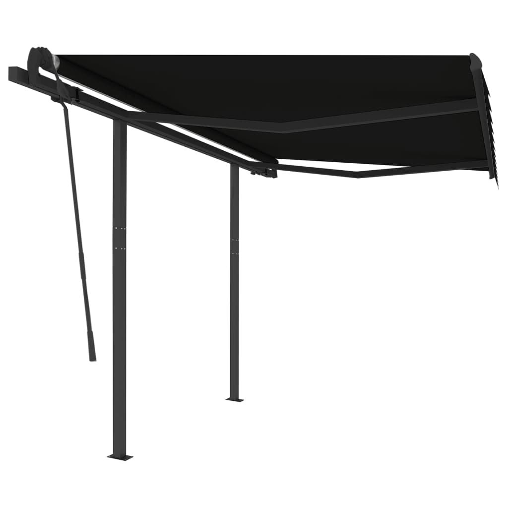 Copertină retractabilă automat cu stâlpi, antracit, 3x2,5 m