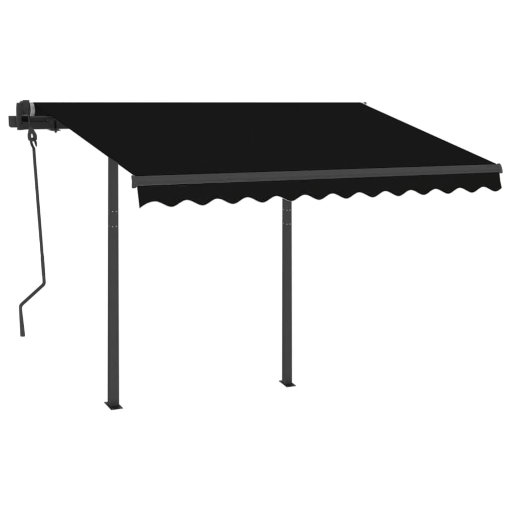 Copertină retractabilă automat cu stâlpi, antracit, 3x2,5 m