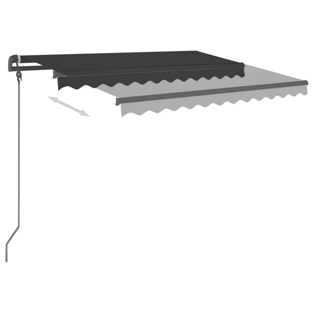 Copertină retractabilă automat cu stâlpi, antracit, 3x2,5 m