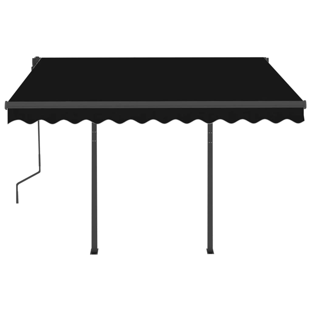 Copertină retractabilă automat cu stâlpi, antracit, 3x2,5 m