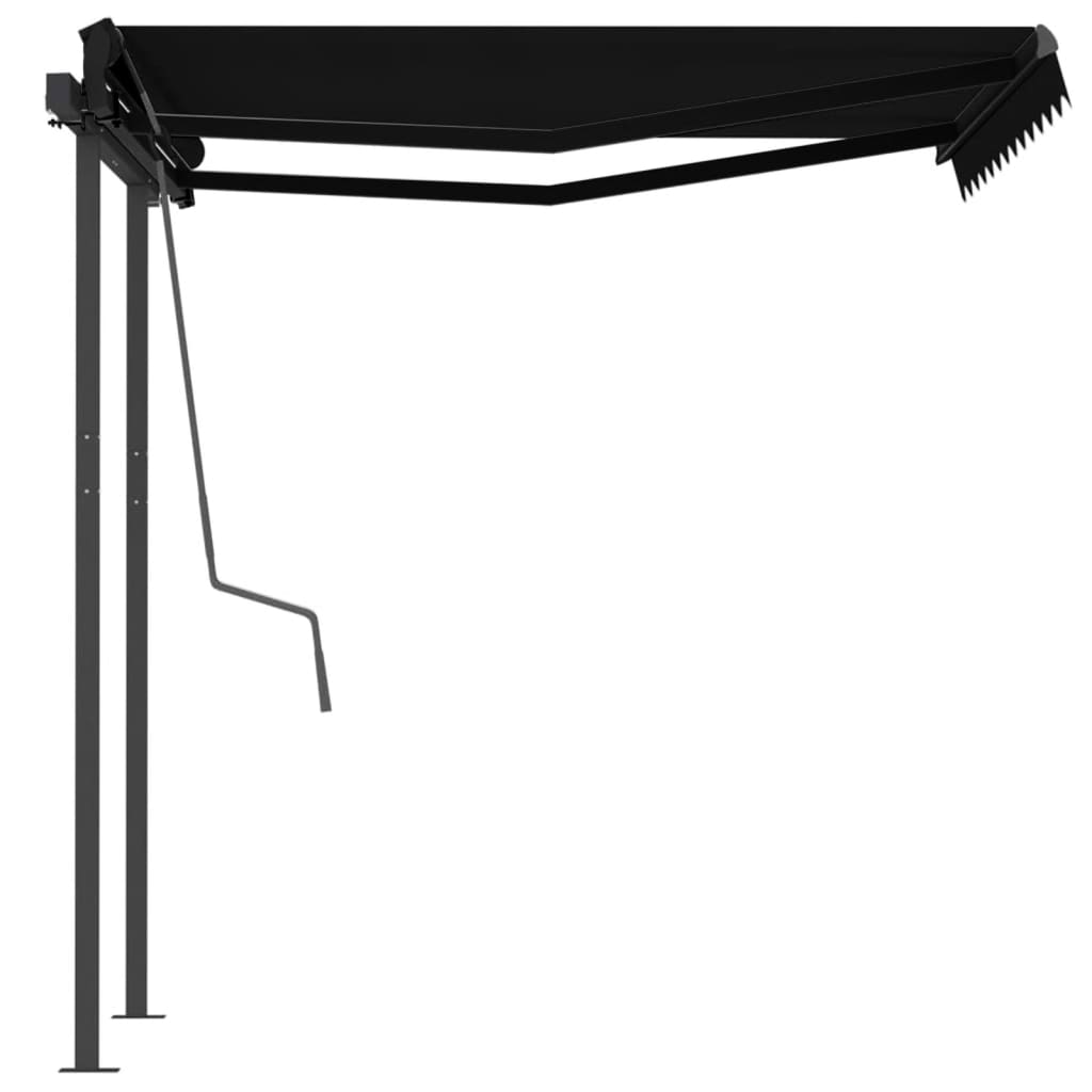 Copertină retractabilă automat cu stâlpi, antracit, 3x2,5 m