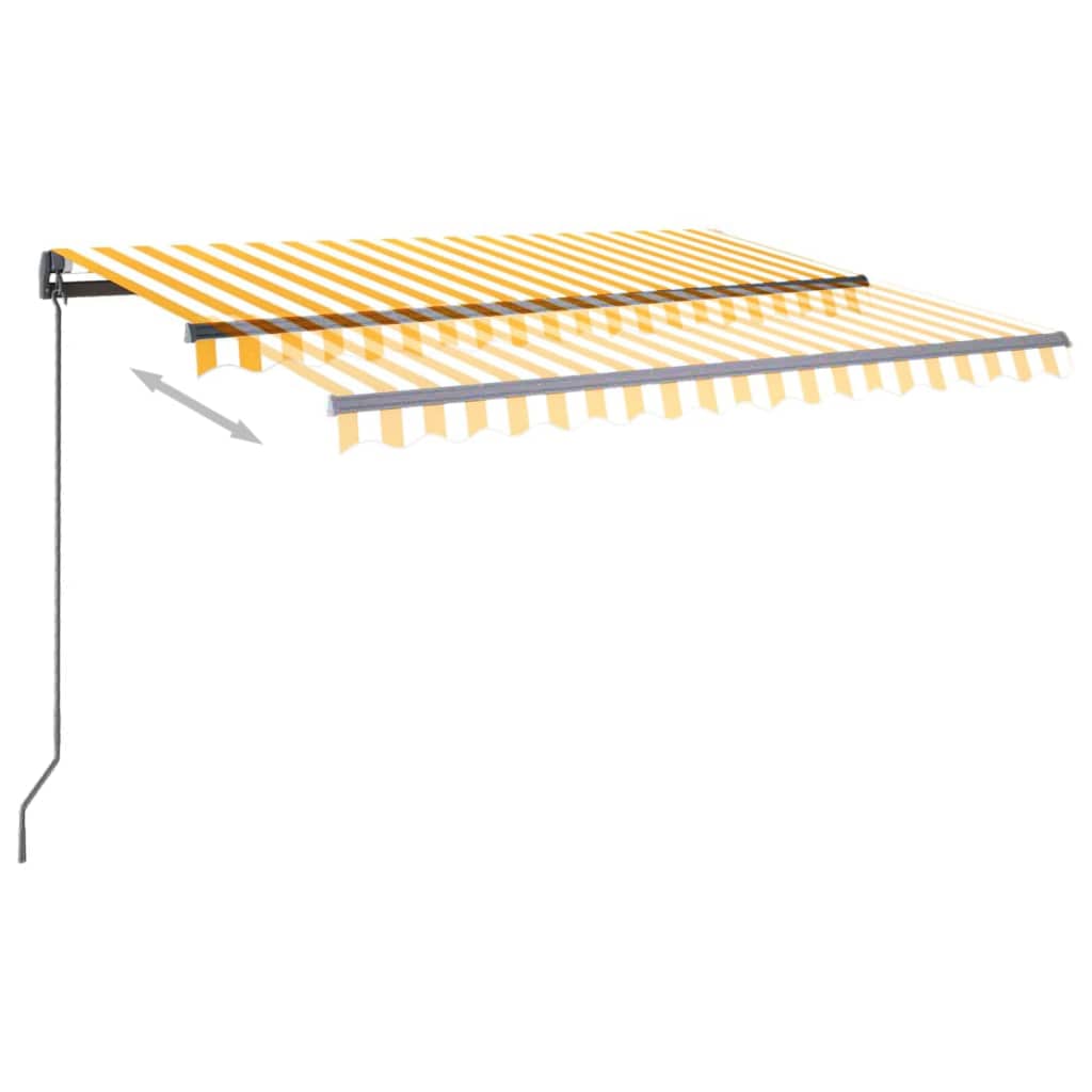 Copertină automată cu senzor vânt & LED, galben/alb, 3x2,5 m