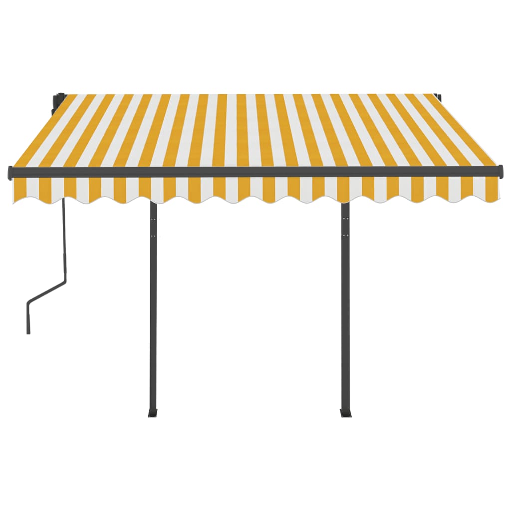 Copertină automată cu senzor vânt & LED, galben/alb, 3x2,5 m
