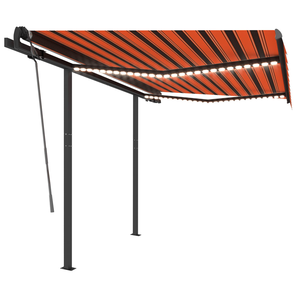 Copertină automată cu senzor vânt&LED, portocaliu/maro, 3x2,5 m