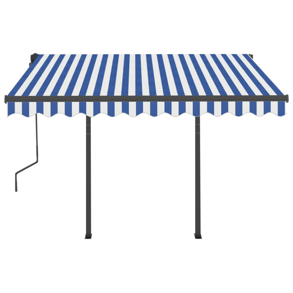 Copertină retractabilă manual cu LED, albastru & alb 3,5x2,5 m