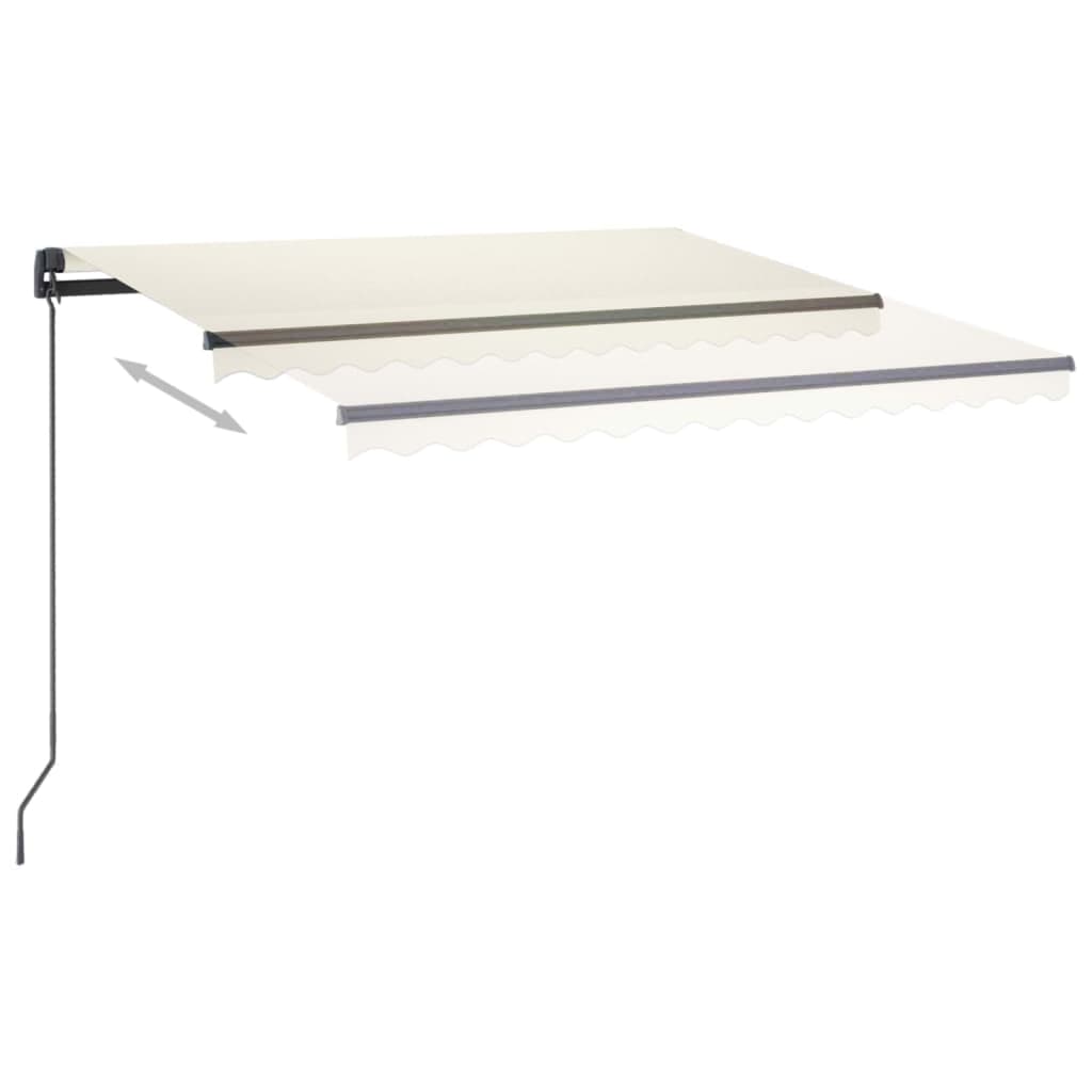 Copertină retractabilă manual cu LED, crem, 3,5x2,5 m