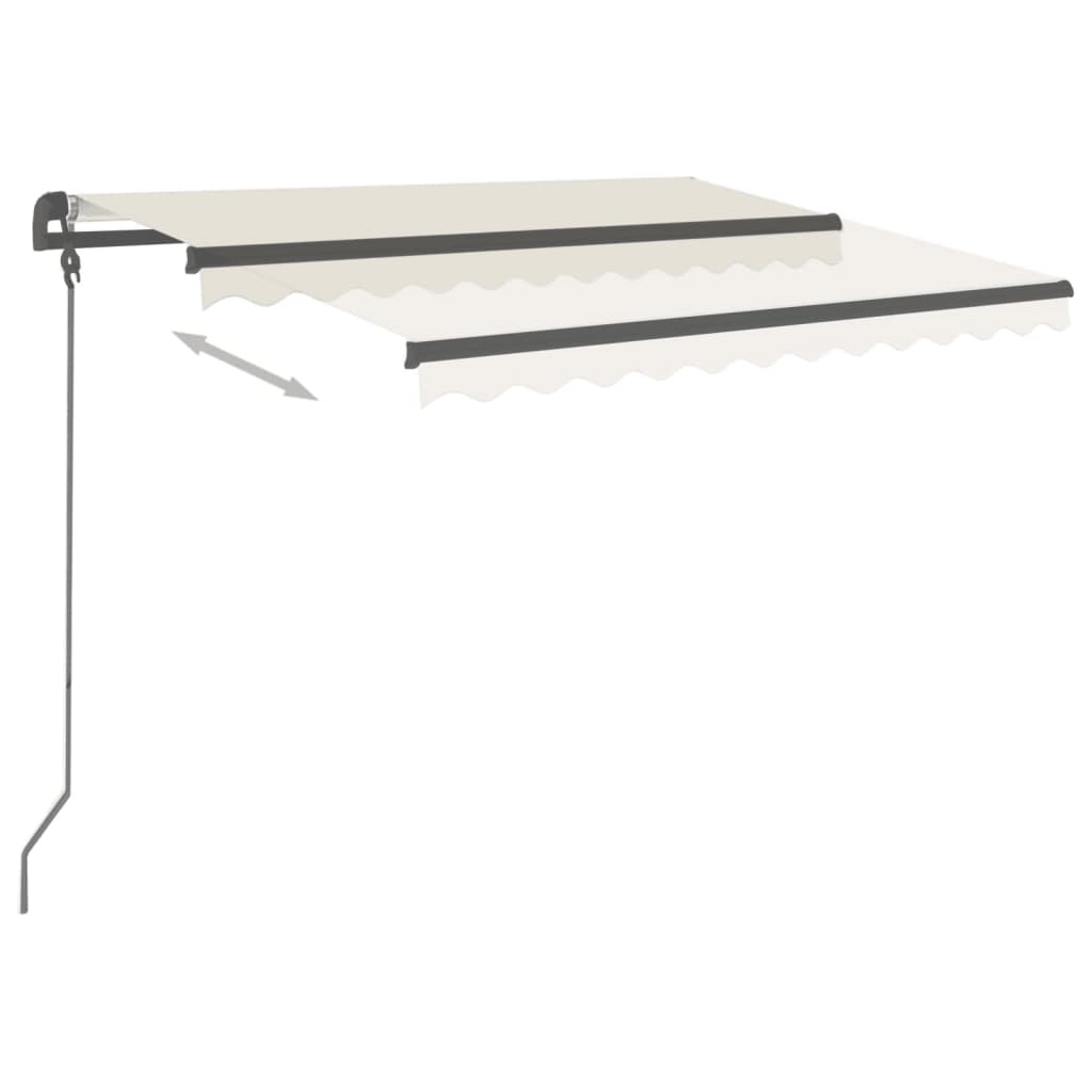 Copertină retractabilă automat cu stâlpi, crem, 3,5x2,5 m