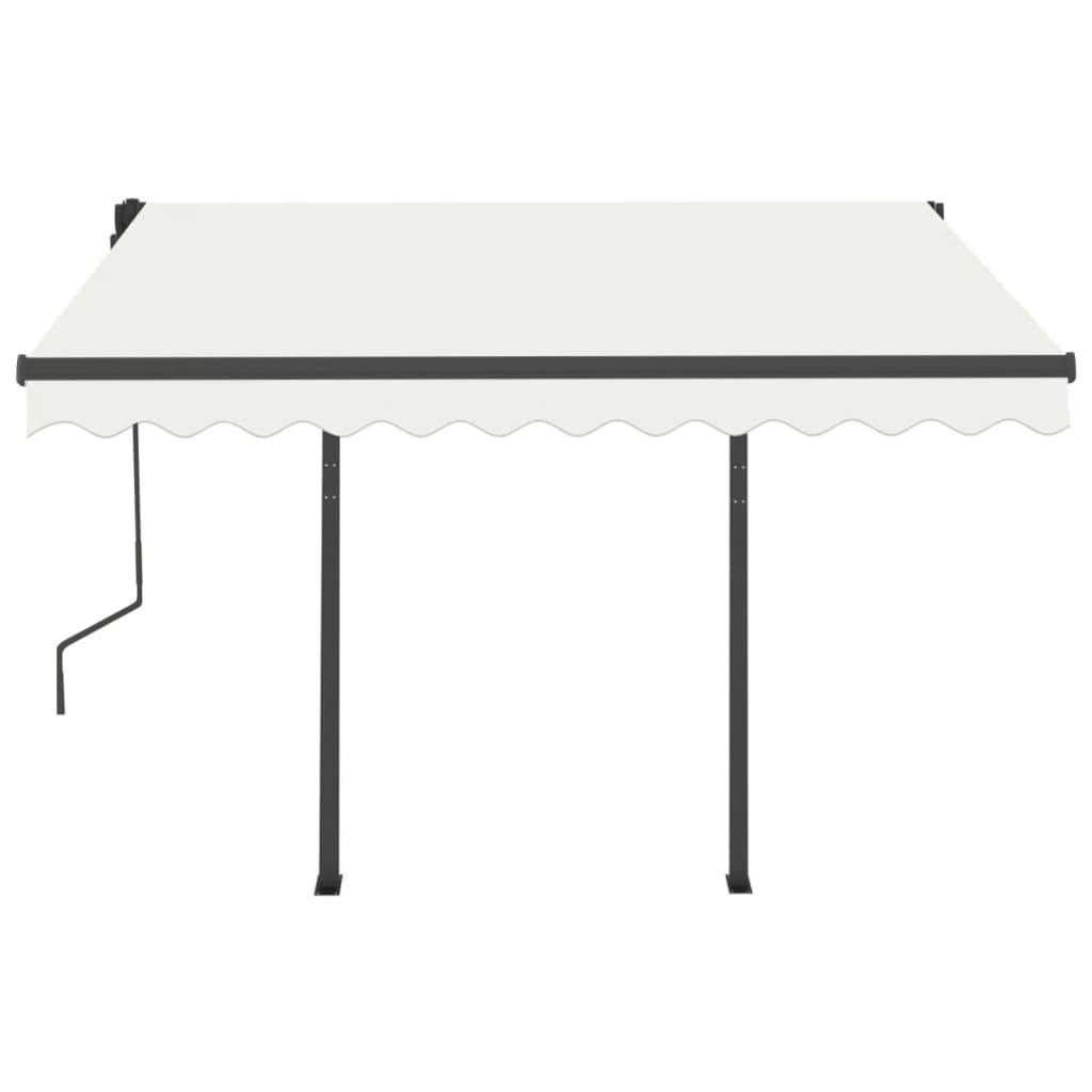 Copertină retractabilă automat cu stâlpi, crem, 3,5x2,5 m