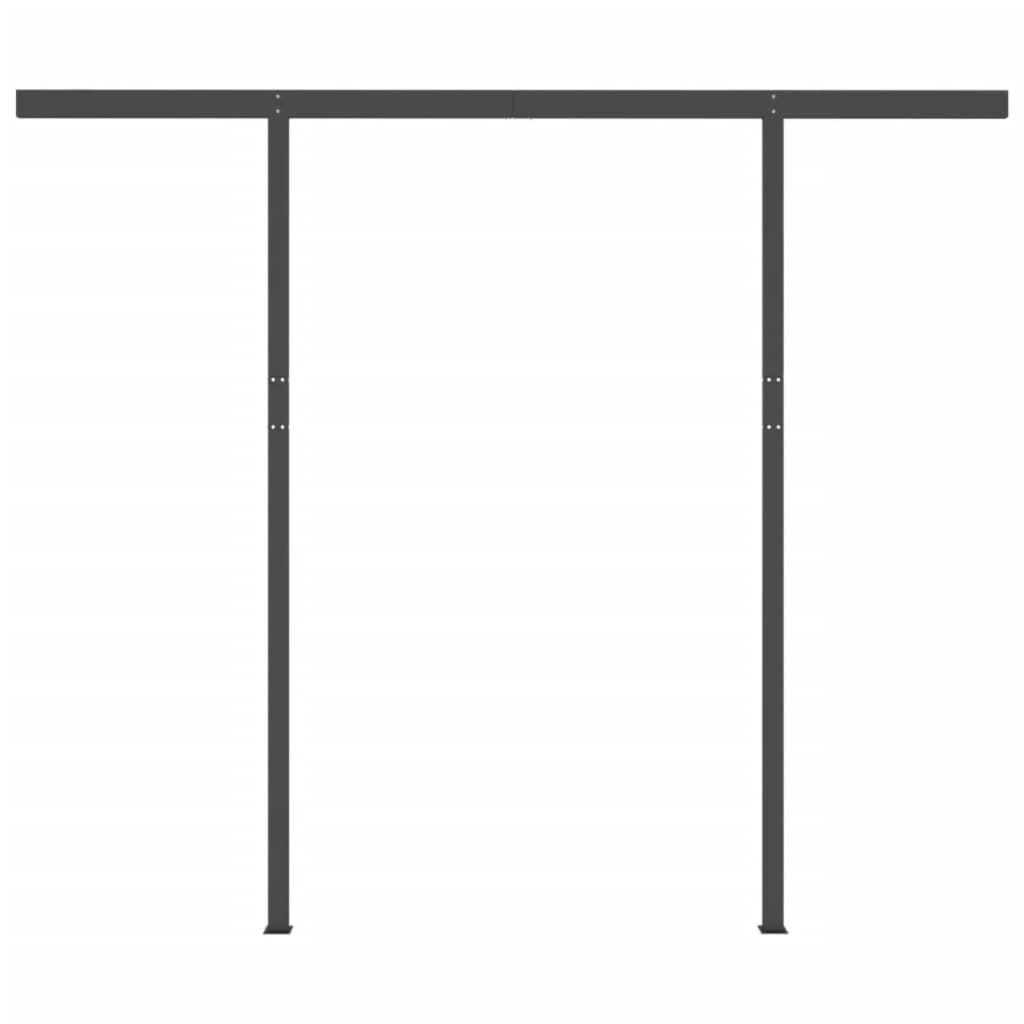 Copertină retractabilă automat cu stâlpi, crem, 3,5x2,5 m