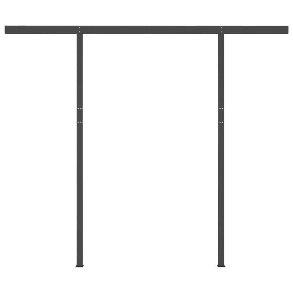 Copertină retractabilă automat cu stâlpi, galben&alb 3,5x2,5 m