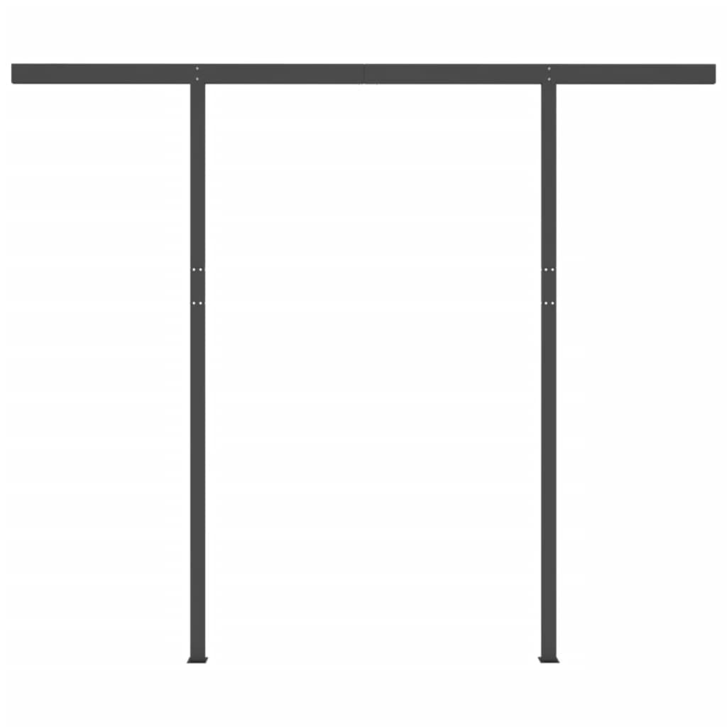 Copertină retractabilă automat cu stâlpi, antracit, 3,5x2,5 m