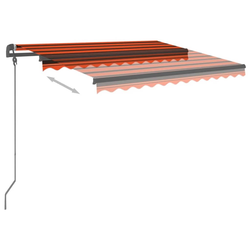 Copertină retractabilă automat stâlpi portocaliu&maro 3,5x2,5 m