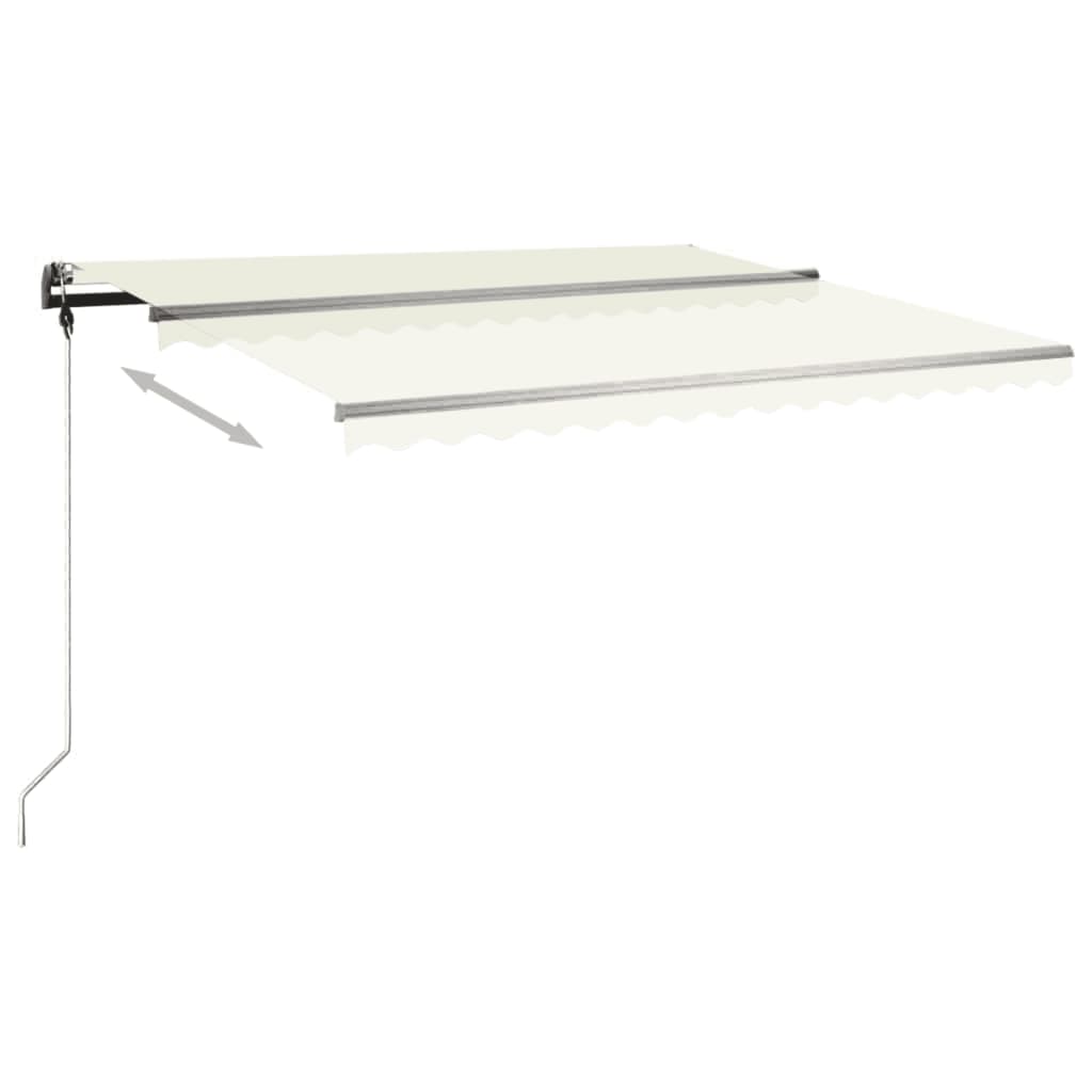 Copertină retractabilă manual, cu stâlpi, crem, 4x3 m