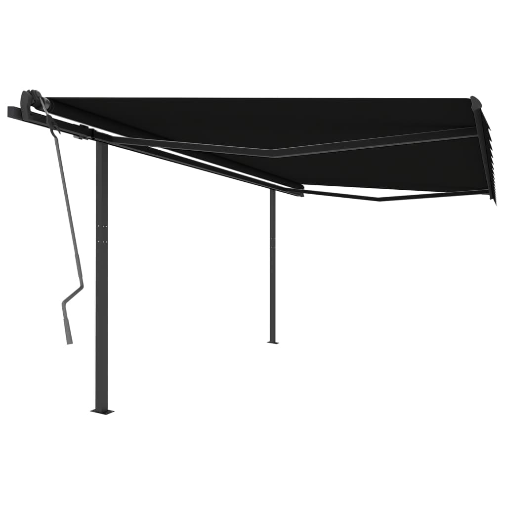 Copertină retractabilă manual, cu stâlpi, antracit, 4x3 m