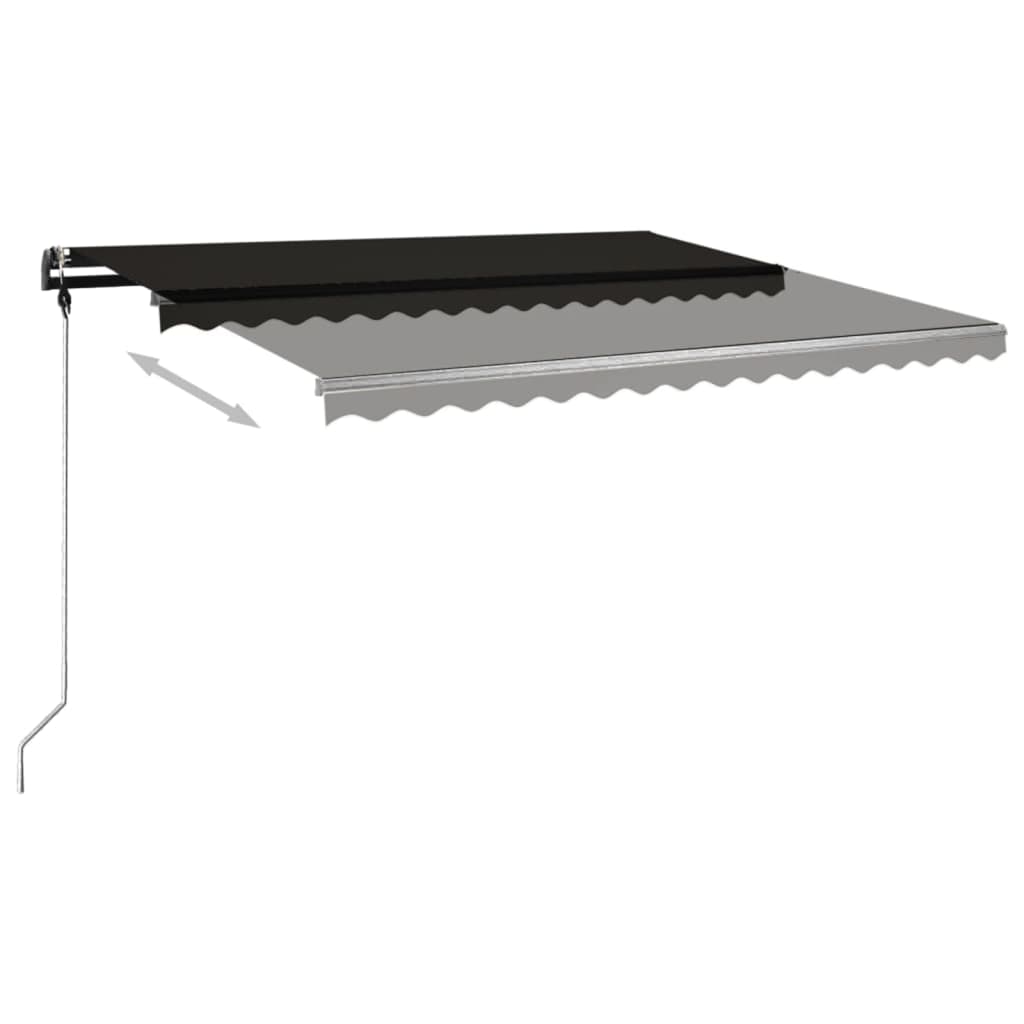 Copertină retractabilă manual, cu stâlpi, antracit, 4x3 m