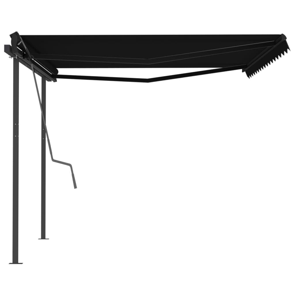 Copertină retractabilă manual, cu stâlpi, antracit, 4x3 m