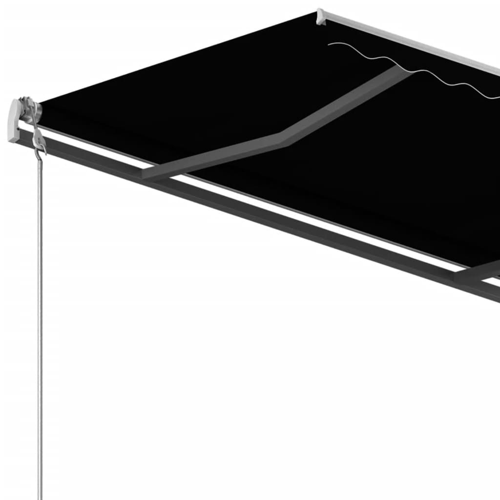 Copertină retractabilă manual, cu stâlpi, antracit, 4x3 m