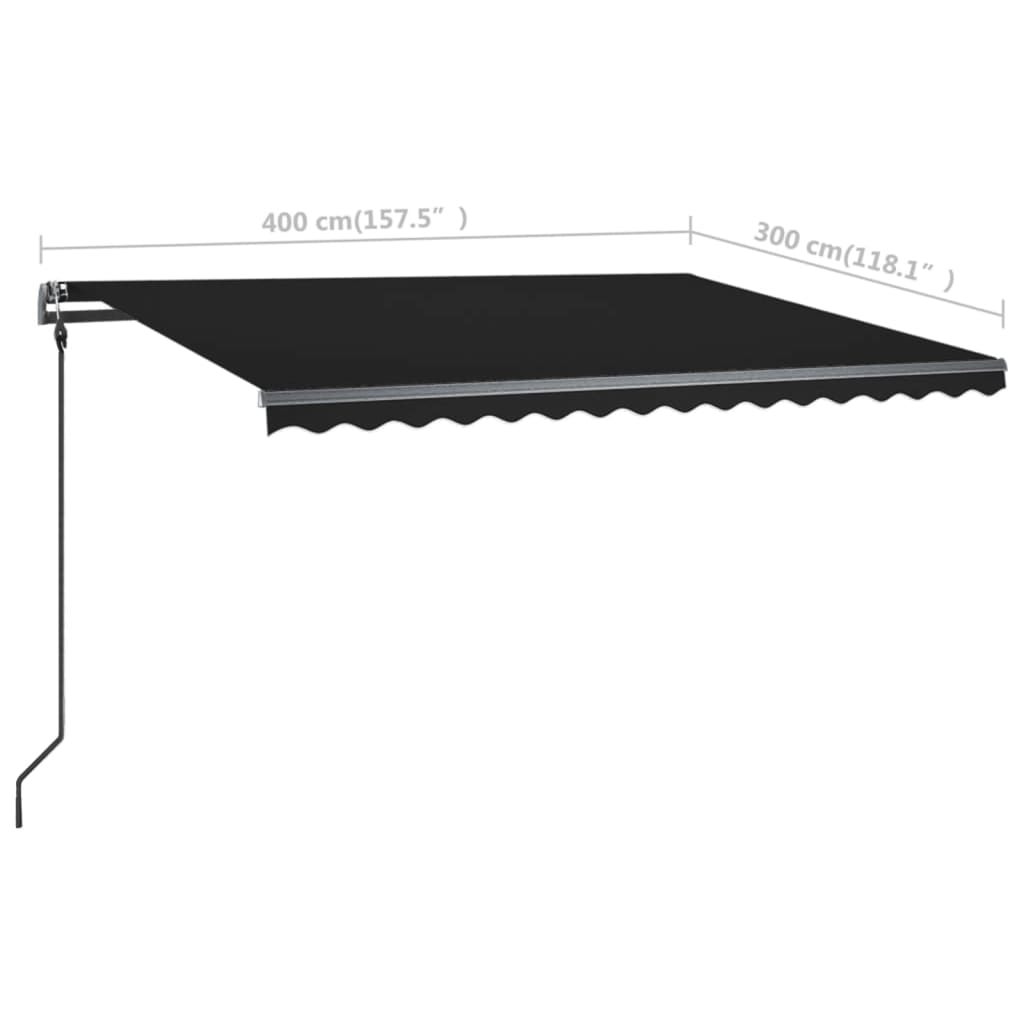 Copertină retractabilă manual, cu stâlpi, antracit, 4x3 m