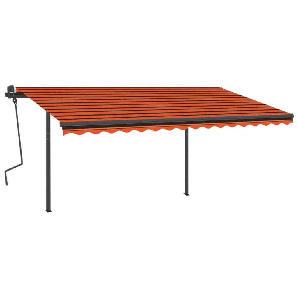 Copertină retractabilă manual cu stâlpi, portocaliu/maro 4x3 m