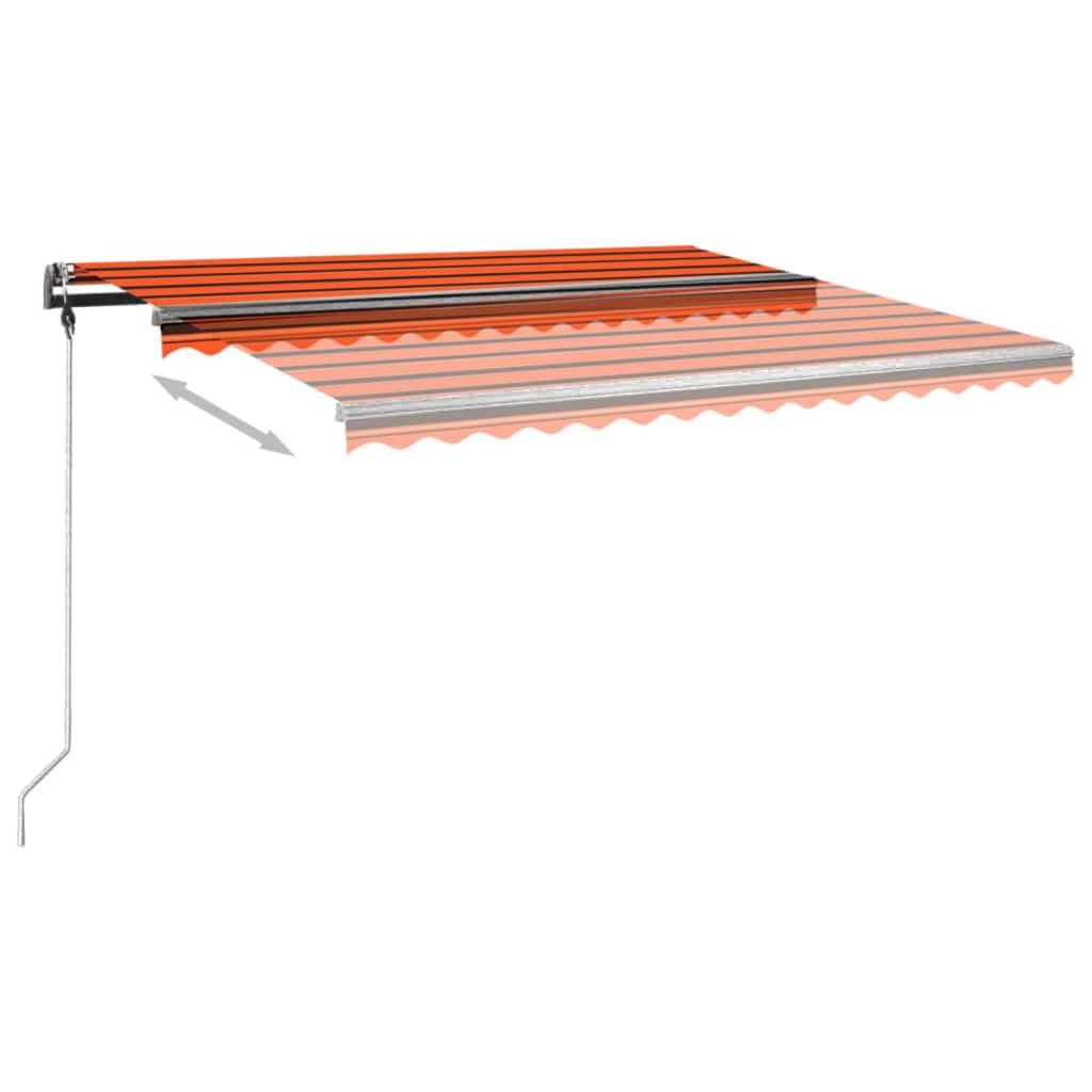 Copertină retractabilă manual cu stâlpi, portocaliu/maro 4x3 m