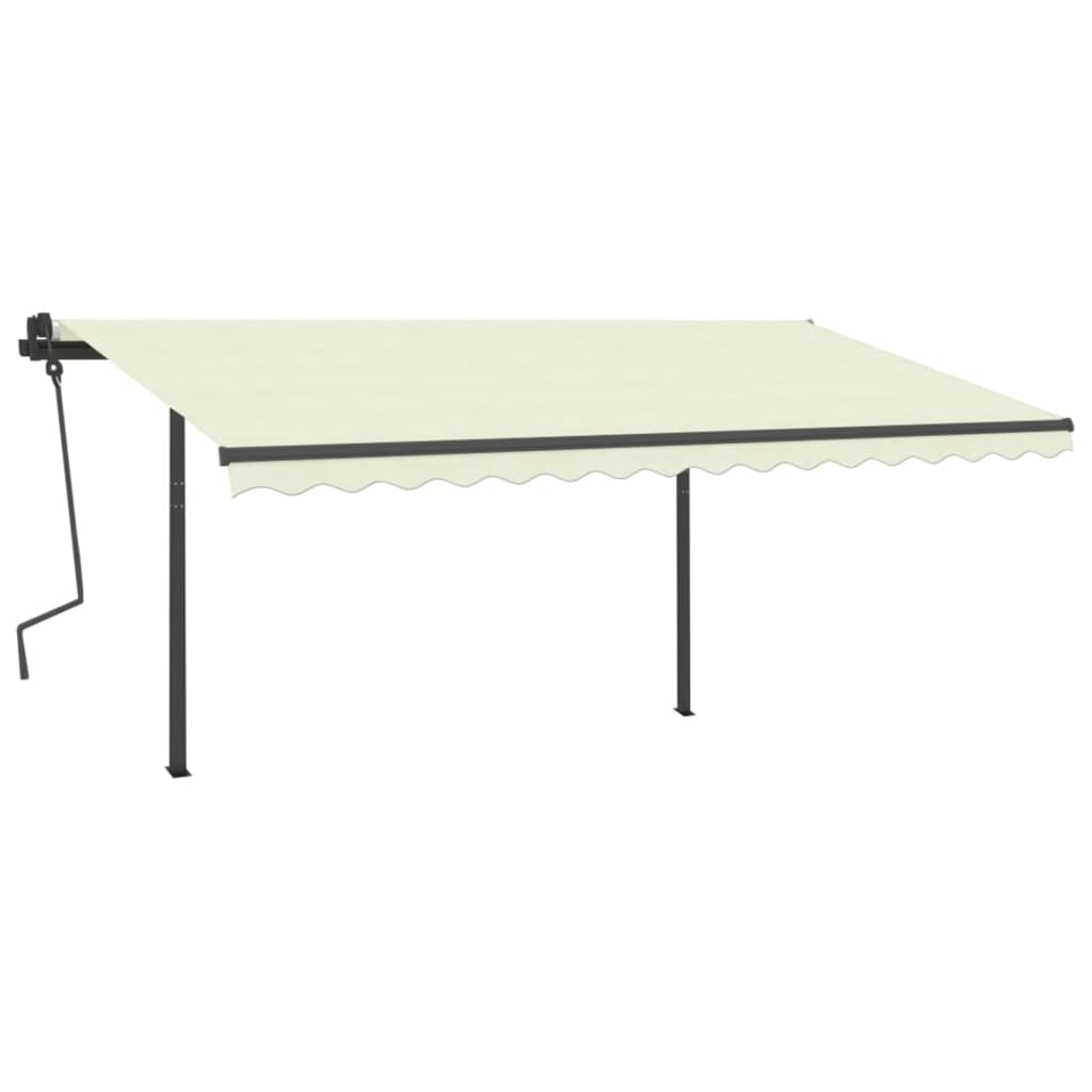 Copertină retractabilă manual, cu LED, crem, 4x3 m