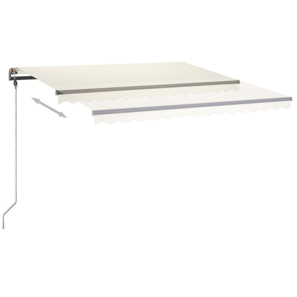 Copertină retractabilă manual, cu LED, crem, 4x3 m