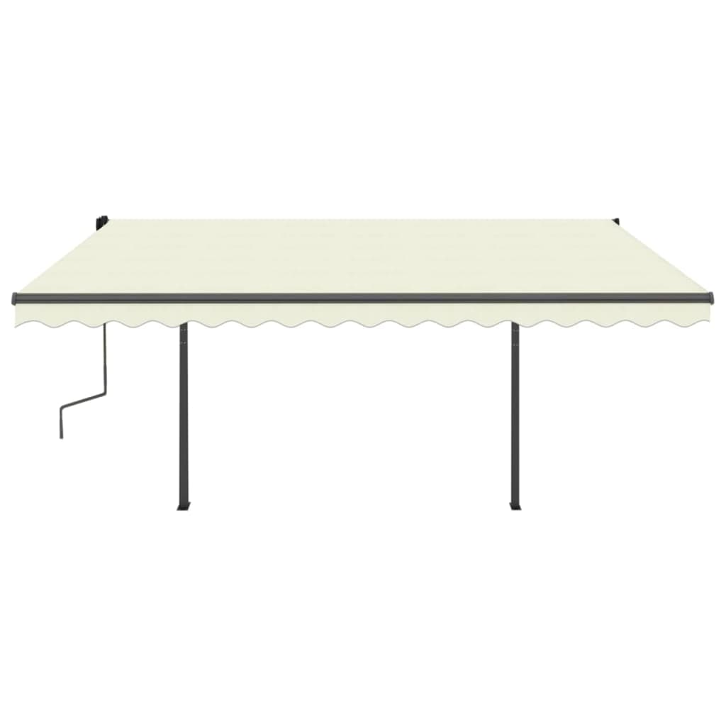 Copertină retractabilă manual, cu LED, crem, 4x3 m