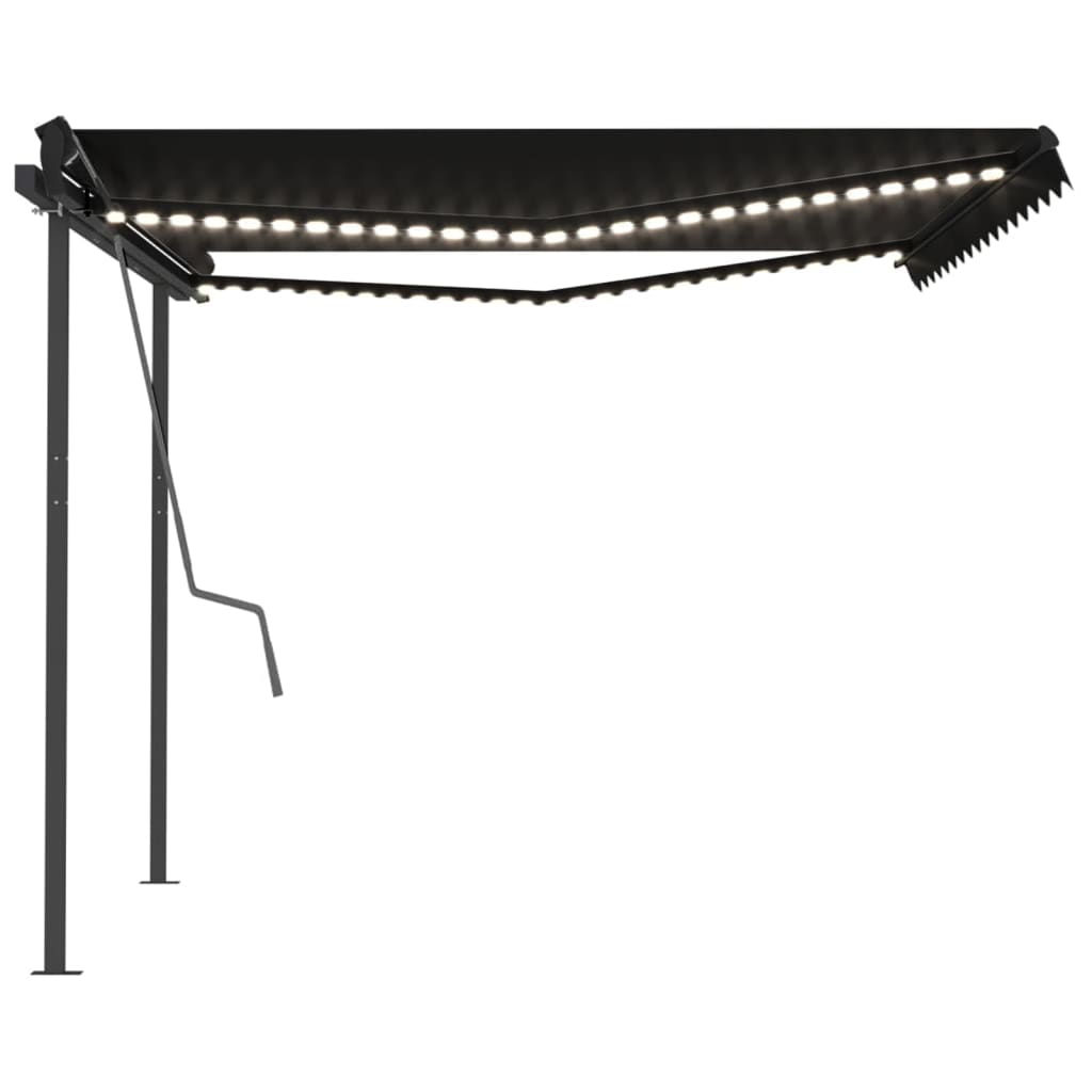 Copertină retractabilă manual, cu LED, antracit, 4x3 m